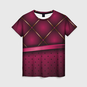 Женская футболка 3D с принтом Luxury Red , 100% полиэфир ( синтетическое хлопкоподобное полотно) | прямой крой, круглый вырез горловины, длина до линии бедер | green | luxury | versace | vip | абстракция | версаче | вип | паттерн | роскошь | текстуры