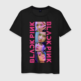 Мужская футболка хлопок с принтом BLACKPINK Neon , 100% хлопок | прямой крой, круглый вырез горловины, длина до линии бедер, слегка спущенное плечо. | black | blackpink | chae | jennie | jisoo | kim | kpop | lalisa | lisa | manoban | neon | park | pink | rose | young | дженни | джису | ён | ким | лалиса | лиса | манобан | неон | пак | розэ | че