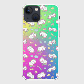 Чехол для iPhone 13 mini с принтом Спящий милашка пони ,  |  | волшебство | градиент | единорог | звезды | комета | магия | радуга | сердце | сказка