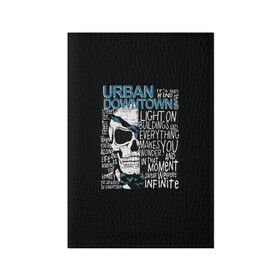 Обложка для паспорта матовая кожа с принтом URBAN Downtown , натуральная матовая кожа | размер 19,3 х 13,7 см; прозрачные пластиковые крепления | Тематика изображения на принте: hell | skull | ад | скелет | ужасы | череп | черепушка