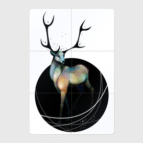 Магнитный плакат 2Х3 с принтом Олень , Полимерный материал с магнитным слоем | 6 деталей размером 9*9 см | арт | вектор | векторный рисунок | дикое животное | круг | олень | портал | рисунок | рога | цвета | яркие цвета