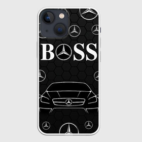 Чехол для iPhone 13 mini с принтом BOSS MERCEDES BENZ ,  |  | amg | auto | car | logo | mercedes | mercedes benz | mercedes c | mercedes e | mercedes s | sport car | авто | автомобиль | амг | гелендваген | лого | мерс | мерседес | соты. | спорт | черный
