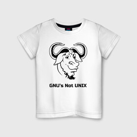 Детская футболка хлопок с принтом GNU’s Not UNIX , 100% хлопок | круглый вырез горловины, полуприлегающий силуэт, длина до линии бедер | gnu | linux | not unix | programming | гну | линукс | программист | сисадмин | системный администратор
