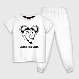 Детская пижама хлопок с принтом GNU’s Not UNIX , 100% хлопок |  брюки и футболка прямого кроя, без карманов, на брюках мягкая резинка на поясе и по низу штанин
 | gnu | linux | not unix | programming | гну | линукс | программист | сисадмин | системный администратор