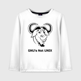 Детский лонгслив хлопок с принтом GNU’s Not UNIX , 100% хлопок | круглый вырез горловины, полуприлегающий силуэт, длина до линии бедер | gnu | linux | not unix | programming | гну | линукс | программист | сисадмин | системный администратор