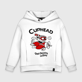 Детское худи Oversize хлопок с принтом Cuphead на самолёте , френч-терри — 70% хлопок, 30% полиэстер. Мягкий теплый начес внутри —100% хлопок | боковые карманы, эластичные манжеты и нижняя кромка, капюшон на магнитной кнопке | Тематика изображения на принте: cuphead | cuphead and mugman | dont deal with the devil | игры | капхед | самолёт | чашеголовый