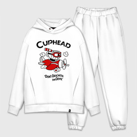 Мужской костюм хлопок OVERSIZE с принтом Cuphead на самолёте ,  |  | Тематика изображения на принте: cuphead | cuphead and mugman | dont deal with the devil | игры | капхед | самолёт | чашеголовый