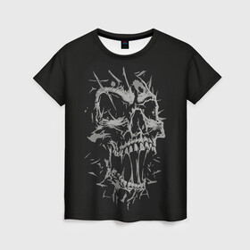 Женская футболка 3D с принтом Рёв Ужаса , 100% полиэфир ( синтетическое хлопкоподобное полотно) | прямой крой, круглый вырез горловины, длина до линии бедер | slime | крик | ор | скелет | слизь | ужас | череп