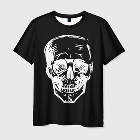 Мужская футболка 3D с принтом Скетч Черепа , 100% полиэфир | прямой крой, круглый вырез горловины, длина до линии бедер | sketch | skull | набросок | полосы | рисунок карандашом | скелет | чб | черно белое