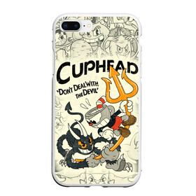 Чехол для iPhone 7Plus/8 Plus матовый с принтом Cuphead and Devil , Силикон | Область печати: задняя сторона чехла, без боковых панелей | cuphead | devil | dont deal with the devil | все персонажи | дьявол | игры | капхед | чашеголовый | черт