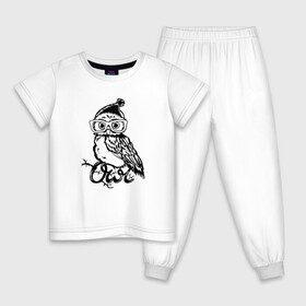 Детская пижама хлопок с принтом Совушка на ветке , 100% хлопок |  брюки и футболка прямого кроя, без карманов, на брюках мягкая резинка на поясе и по низу штанин
 | Тематика изображения на принте: owl | owls | сова | совушка | совы | филин | фраза | юмор