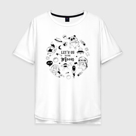 Мужская футболка хлопок Oversize с принтом Moon , 100% хлопок | свободный крой, круглый ворот, “спинка” длиннее передней части | moon | день космонавтики | звезды | космонавт | космос | луна | небо | планеты