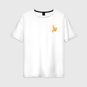 Женская футболка хлопок Oversize с принтом Protoss logo mini Orange , 100% хлопок | свободный крой, круглый ворот, спущенный рукав, длина до линии бедер
 | Тематика изображения на принте: protoss | zealot | архонт | войд рей | дисраптор | зилот | зонд | колосс | протосc | сталкер | тамплиеры