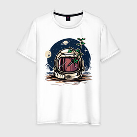Мужская футболка хлопок с принтом Stars , 100% хлопок | прямой крой, круглый вырез горловины, длина до линии бедер, слегка спущенное плечо. | moon | день космонавтики | звезды | космонавт | космос | луна | небо | планеты