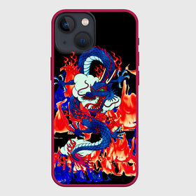 Чехол для iPhone 13 mini с принтом Огненный Дракон ,  |  | akatsuki | beast | dragon | fire | акацуки | дракон | животные | зверь | змей | когти | облако | огонь | узор | чб | японский