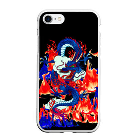 Чехол для iPhone 7/8 матовый с принтом Огненный Дракон , Силикон | Область печати: задняя сторона чехла, без боковых панелей | akatsuki | beast | dragon | fire | акацуки | дракон | животные | зверь | змей | когти | облако | огонь | узор | чб | японский