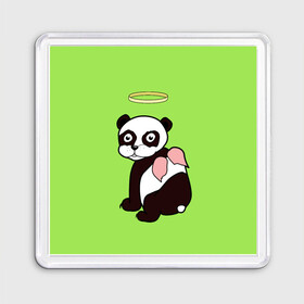 Магнит 55*55 с принтом Святая панда , Пластик | Размер: 65*65 мм; Размер печати: 55*55 мм | Тематика изображения на принте: ангел | животное | звери | мило | панда | пандочка
