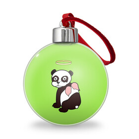 Ёлочный шар с принтом Святая панда , Пластик | Диаметр: 77 мм | ангел | животное | звери | мило | панда | пандочка
