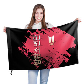 Флаг 3D с принтом BTS LOGO БТС ЛОГОТИП , 100% полиэстер | плотность ткани — 95 г/м2, размер — 67 х 109 см. Принт наносится с одной стороны | bts | k pop | бойбенд | бтс | группа | к поп | корейская группа | логотип | музыка