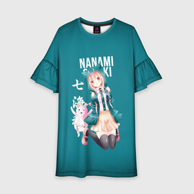 Детское платье 3D с принтом Чиаки Нанами (Danganronpa 2) , 100% полиэстер | прямой силуэт, чуть расширенный к низу. Круглая горловина, на рукавах — воланы | Тематика изображения на принте: anime | chiaki nanami | danganronpa | danganronpa 2 | аниме | манга | чиаки нанами