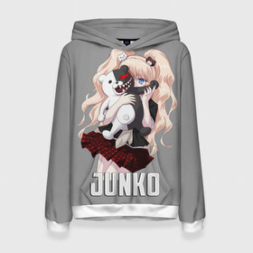 Женская толстовка 3D с принтом MONOKUMA  JUNKO , 100% полиэстер  | двухслойный капюшон со шнурком для регулировки, мягкие манжеты на рукавах и по низу толстовки, спереди карман-кенгуру с мягким внутренним слоем. | anime | danganronpa | enoshima | junko | monokuma | аниме | джунко | игра | манга | медведь | монокума | робот медведь | эношима