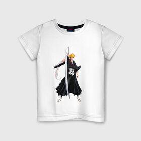 Детская футболка хлопок с принтом Блич, Ичиго Куросаки , 100% хлопок | круглый вырез горловины, полуприлегающий силуэт, длина до линии бедер | bleach | hollow | ichigo | аниме | блич | ичиго куросаки | манга | маска | пустой