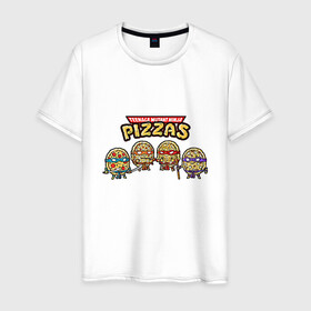 Мужская футболка хлопок с принтом Ninja Pizzas , 100% хлопок | прямой крой, круглый вырез горловины, длина до линии бедер, слегка спущенное плечо. | donatello | leonardo | michelangelo | ninja | pizza | raphael | turtles | донателло | животные | карате | комикс | комиксы | леонардо | микеланджело | мультфильм | мутант | мутанты | ниндзя | пицца | рафаэль | сплинтер | супергерой