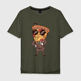 Мужская футболка хлопок Oversize с принтом Пепперони пицца в костюме , 100% хлопок | свободный крой, круглый ворот, “спинка” длиннее передней части | Тематика изображения на принте: art | boss | cheese pizza | cool | funny | mushroom | pepperoni | pizza | pizza lover | retro | агент | арт | в очках | грибы | иллюстрация | люблю пиццу | пицца без ананасов | пицца с ананасами | прикол | ретро | рисунок пиццы | спецагент
