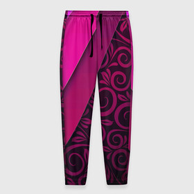 Мужские брюки 3D с принтом BUTTERFLY , 100% полиэстер | манжеты по низу, эластичный пояс регулируется шнурком, по бокам два кармана без застежек, внутренняя часть кармана из мелкой сетки | pink | абстракция | полосы | узор | фиолетовый