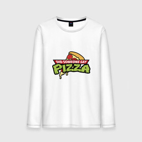 Мужской лонгслив хлопок с принтом Say Pizza , 100% хлопок |  | donatello | leonardo | michelangelo | ninja | pizza | raphael | turtles | донателло | животные | карате | комикс | комиксы | леонардо | микеланджело | мультфильм | мутант | мутанты | ниндзя | пицца | рафаэль | сплинтер | супергерой