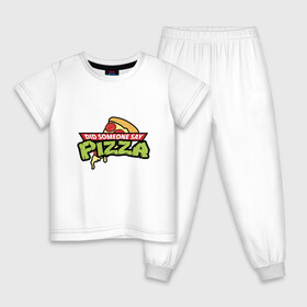 Детская пижама хлопок с принтом Say Pizza , 100% хлопок |  брюки и футболка прямого кроя, без карманов, на брюках мягкая резинка на поясе и по низу штанин
 | donatello | leonardo | michelangelo | ninja | pizza | raphael | turtles | донателло | животные | карате | комикс | комиксы | леонардо | микеланджело | мультфильм | мутант | мутанты | ниндзя | пицца | рафаэль | сплинтер | супергерой