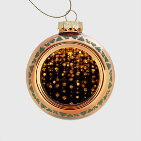 Стеклянный ёлочный шар с принтом GOLDEN RAIN , Стекло | Диаметр: 80 мм | black | gold | деньги | золото | монеты | пестрое