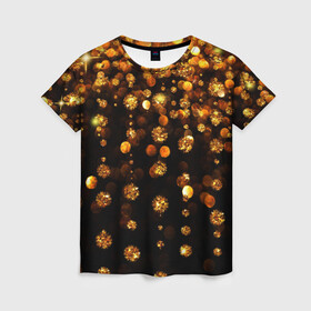 Женская футболка 3D с принтом GOLDEN RAIN , 100% полиэфир ( синтетическое хлопкоподобное полотно) | прямой крой, круглый вырез горловины, длина до линии бедер | black | gold | деньги | золото | монеты | пестрое