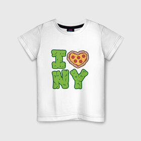 Детская футболка хлопок с принтом I Love New York , 100% хлопок | круглый вырез горловины, полуприлегающий силуэт, длина до линии бедер | donatello | leonardo | michelangelo | ninja | pizza | raphael | turtles | донателло | животные | карате | комикс | комиксы | леонардо | микеланджело | мультфильм | мутант | мутанты | ниндзя | пицца | рафаэль | сплинтер | супергерой