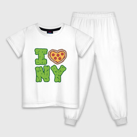 Детская пижама хлопок с принтом I Love New York , 100% хлопок |  брюки и футболка прямого кроя, без карманов, на брюках мягкая резинка на поясе и по низу штанин
 | donatello | leonardo | michelangelo | ninja | pizza | raphael | turtles | донателло | животные | карате | комикс | комиксы | леонардо | микеланджело | мультфильм | мутант | мутанты | ниндзя | пицца | рафаэль | сплинтер | супергерой