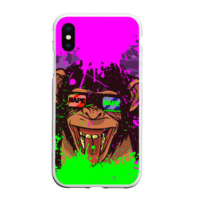 Чехол для iPhone XS Max матовый с принтом 3D Neon Monkey , Силикон | Область печати: задняя сторона чехла, без боковых панелей | 3d очки | bapy | brand | chimp | cool paint | fashion | hype beast | japan | neon | paint | trend | анаглиф | байп | байпи | брызги красок | бэйп | бэйпи | камуфляж | купающаяся обезьяна | мода | неон | тренд | хайп бист | хайповый бренд | ш