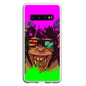 Чехол для Samsung Galaxy S10 с принтом 3D Neon Monkey , Силикон | Область печати: задняя сторона чехла, без боковых панелей | Тематика изображения на принте: 3d очки | bapy | brand | chimp | cool paint | fashion | hype beast | japan | neon | paint | trend | анаглиф | байп | байпи | брызги красок | бэйп | бэйпи | камуфляж | купающаяся обезьяна | мода | неон | тренд | хайп бист | хайповый бренд | ш