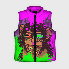 Женский жилет утепленный 3D с принтом 3D Neon Monkey ,  |  | 3d очки | bapy | brand | chimp | cool paint | fashion | hype beast | japan | neon | paint | trend | анаглиф | байп | байпи | брызги красок | бэйп | бэйпи | камуфляж | купающаяся обезьяна | мода | неон | тренд | хайп бист | хайповый бренд | ш