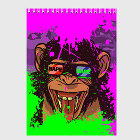 Скетчбук с принтом 3D Neon Monkey , 100% бумага
 | 48 листов, плотность листов — 100 г/м2, плотность картонной обложки — 250 г/м2. Листы скреплены сверху удобной пружинной спиралью | 3d очки | bapy | brand | chimp | cool paint | fashion | hype beast | japan | neon | paint | trend | анаглиф | байп | байпи | брызги красок | бэйп | бэйпи | камуфляж | купающаяся обезьяна | мода | неон | тренд | хайп бист | хайповый бренд | ш