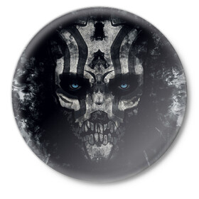 Значок с принтом OLD SHAMAN ,  металл | круглая форма, металлическая застежка в виде булавки | hardcore | shaman | skull | готика | неформальное | череп | шаман
