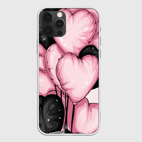 Чехол для iPhone 12 Pro Max с принтом Шарики сердечки с подарком , Силикон |  | бантик | девушка | любовь | подарок | сердце | шарики
