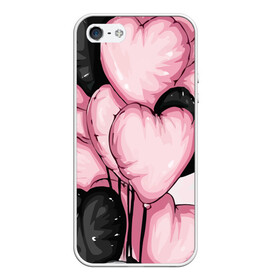Чехол для iPhone 5/5S матовый с принтом Шарики сердечки с подарком , Силикон | Область печати: задняя сторона чехла, без боковых панелей | бантик | девушка | любовь | подарок | сердце | шарики