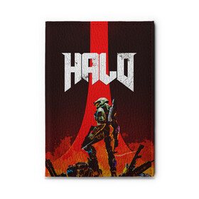 Обложка для автодокументов с принтом HALO x DOOM , натуральная кожа |  размер 19,9*13 см; внутри 4 больших “конверта” для документов и один маленький отдел — туда идеально встанут права | doom | game | games | halo | heilo | master chif | spartan | дум | игра | игры | ковенант | ковенанты | мастер чиф | спартанец | хало | хейло | хэйло