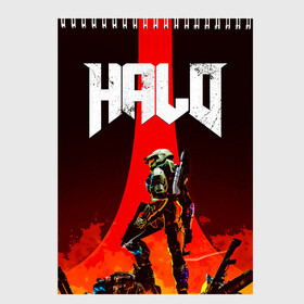 Скетчбук с принтом HALO x DOOM , 100% бумага
 | 48 листов, плотность листов — 100 г/м2, плотность картонной обложки — 250 г/м2. Листы скреплены сверху удобной пружинной спиралью | Тематика изображения на принте: doom | game | games | halo | heilo | master chif | spartan | дум | игра | игры | ковенант | ковенанты | мастер чиф | спартанец | хало | хейло | хэйло