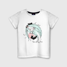 Детская футболка хлопок с принтом Милая Лола с корабликом , 100% хлопок | круглый вырез горловины, полуприлегающий силуэт, длина до линии бедер | Тематика изображения на принте: девушка | кораблик | лола | малышка | милашка | мультяшка | цветы | чайки