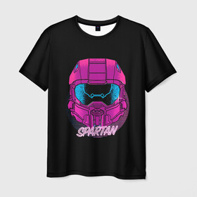 Мужская футболка 3D с принтом Halo Neon , 100% полиэфир | прямой крой, круглый вырез горловины, длина до линии бедер | game | games | halo | heilo | master chif | spartan | игра | игры | ковенант | ковенанты | мастер чиф | спартанец | хало | хейло | хэйло