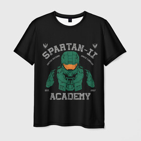 Мужская футболка 3D с принтом Spartan - 2 Academy , 100% полиэфир | прямой крой, круглый вырез горловины, длина до линии бедер | game | games | halo | heilo | master chif | spartan | игра | игры | ковенант | ковенанты | мастер чиф | спартанец | хало | хейло | хэйло