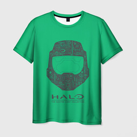 Мужская футболка 3D с принтом Хэйло грин , 100% полиэфир | прямой крой, круглый вырез горловины, длина до линии бедер | game | games | halo | heilo | master chif | spartan | игра | игры | ковенант | ковенанты | мастер чиф | спартанец | хало | хейло | хэйло