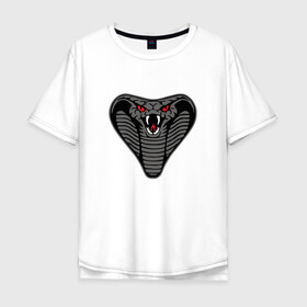 Мужская футболка хлопок Oversize с принтом Кобра , 100% хлопок | свободный крой, круглый ворот, “спинка” длиннее передней части | агрессия | голова | змея | кобра | оскал | угроза | фантазия