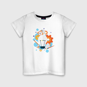 Детская футболка хлопок с принтом Наука , 100% хлопок | круглый вырез горловины, полуприлегающий силуэт, длина до линии бедер | Тематика изображения на принте: карандаш | кисть | лампочка | наука | рисунок | часы | шестеренки